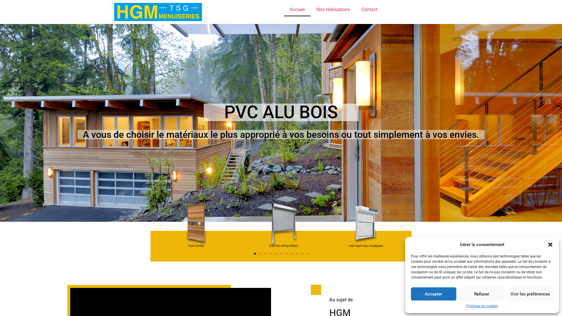 Capture d'écran de HGM est à votre service depuis 15 ans dans la région lyonnaise , à Saint Bonnet de Mure  69720 exactement, et vous fourni des menuiseries de qualités, certifiées et garanties