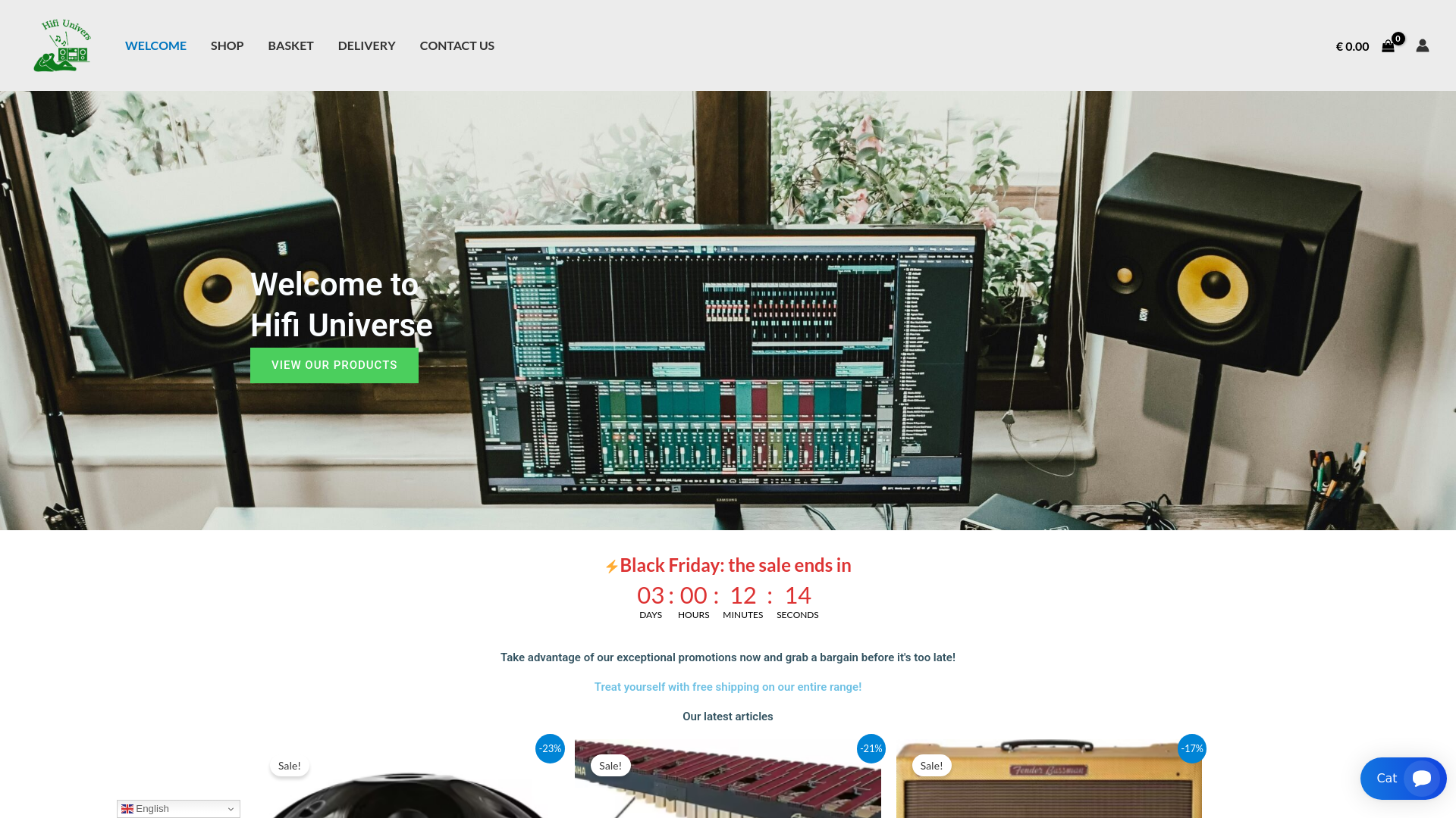 Capture d'écran de Boutique de vente en ligne de matériel Hifi home cinéma et d'instruments de musique