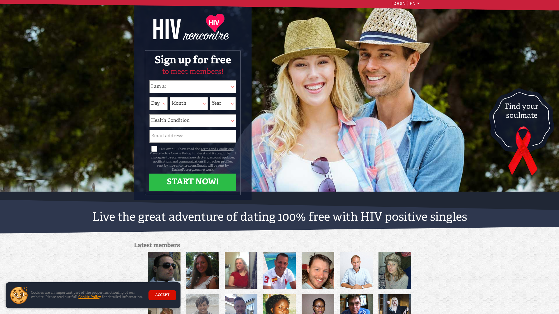 Capture d'écran de Site de rendez vous sur le VIH sida