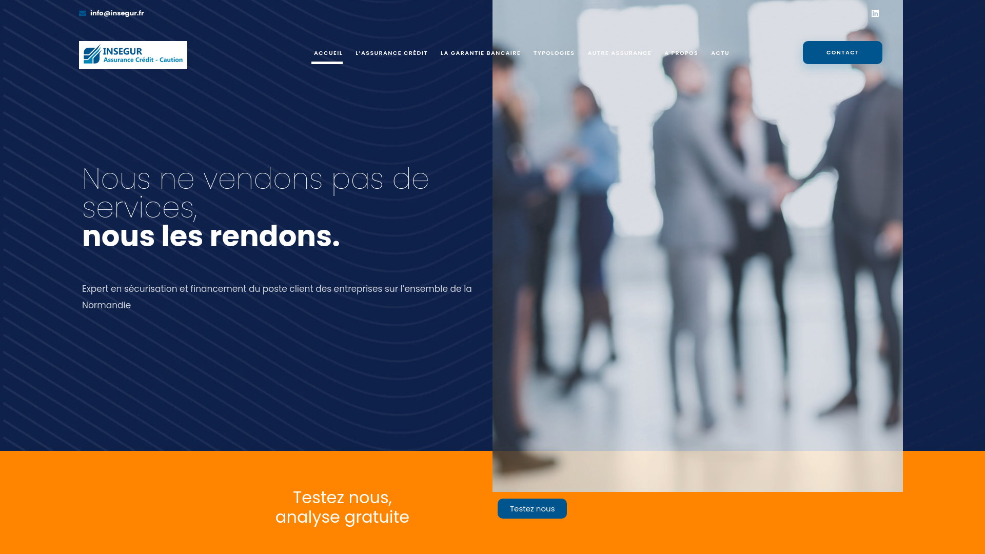 Capture d'écran de Assurance-Crédit et Garanties Financières pour Entreprises en Normandie - Insegur Entreprise
