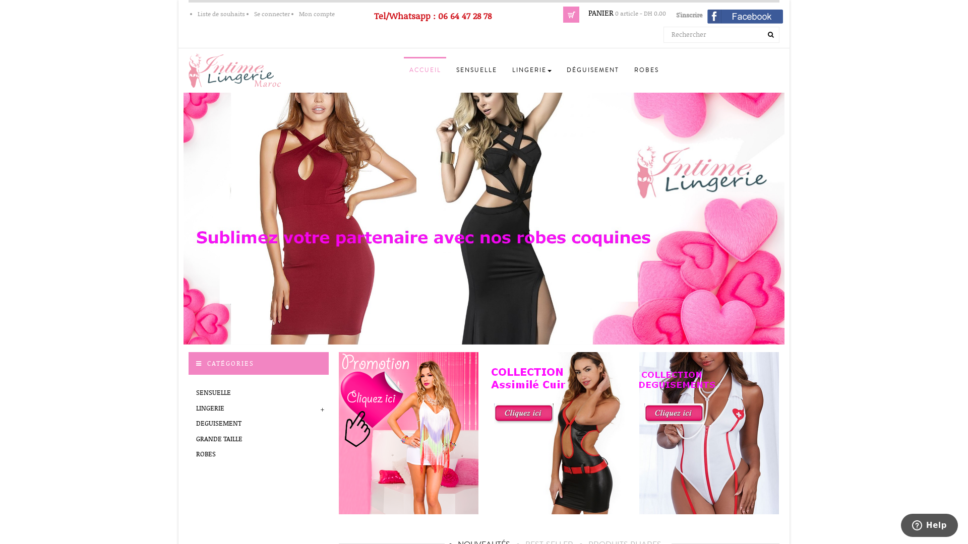 Capture d'écran de SITE VENTE Lingerie coquine, nuisette, combinaison, Pyjama , robe sexy, déguisement, maillot de bain