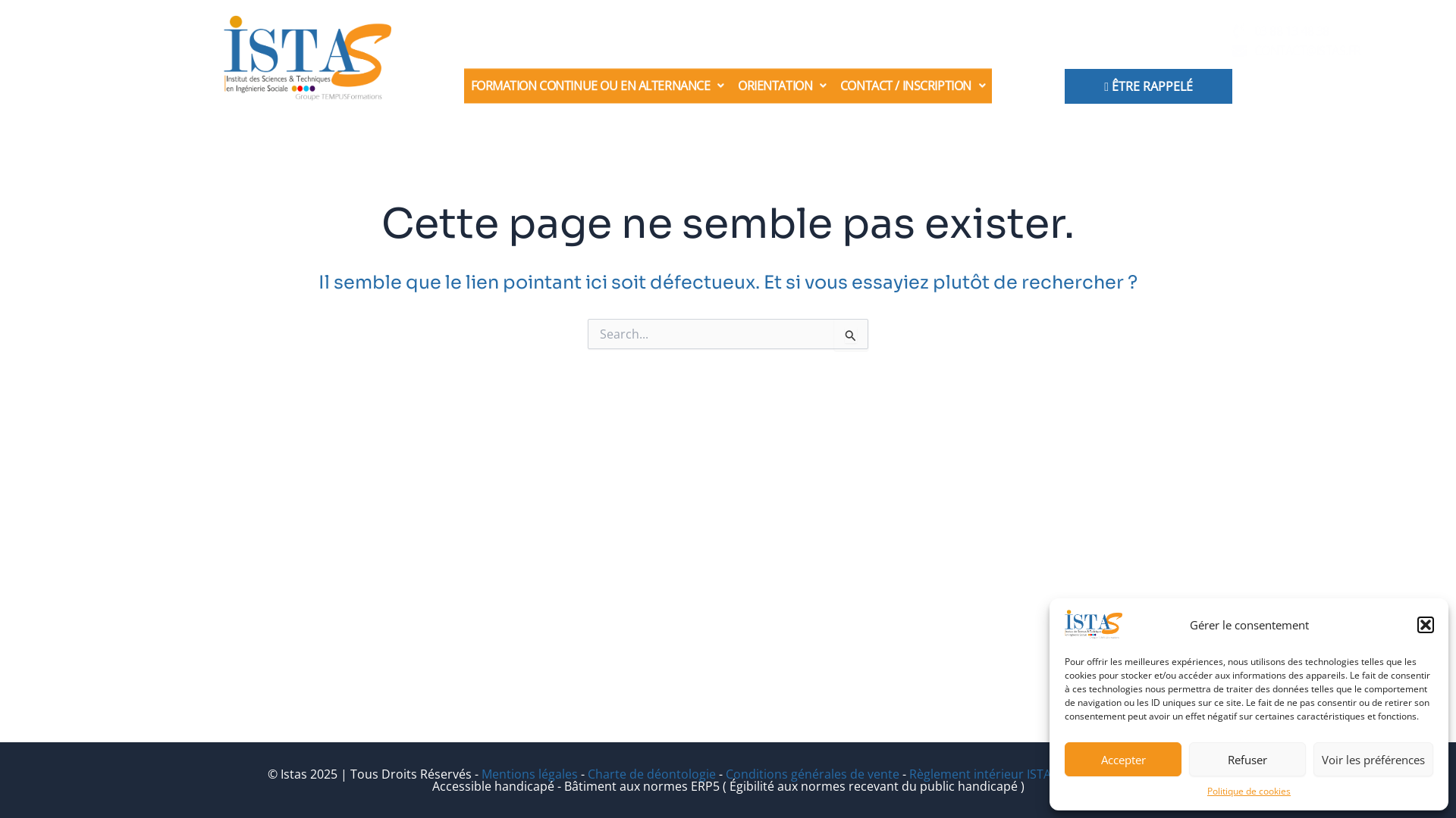 Capture d'écran de ISTAS Groupe TEMPUSFORMATIONS centre de formations en présentiel et à distance sur l’ensemble du territoire national.  