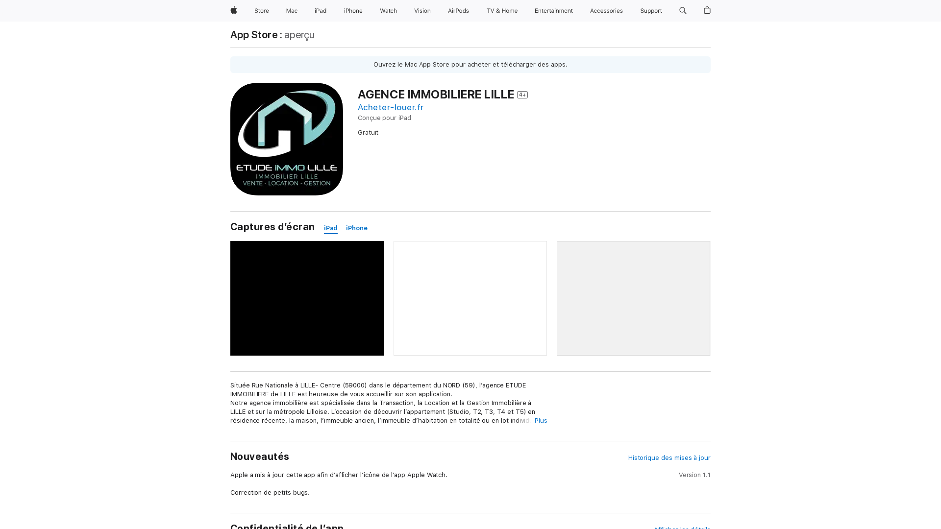 Capture d'écran de IOS APPLE Mobile