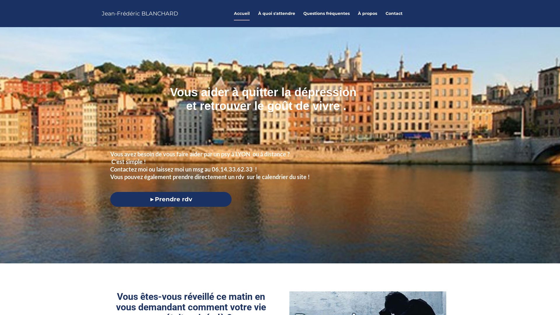 Capture d'écran de Psychanalyste à Lyon et à distance Je vous propose une thérapie analytique active ou une thérapie de soutien selon vos besoins.