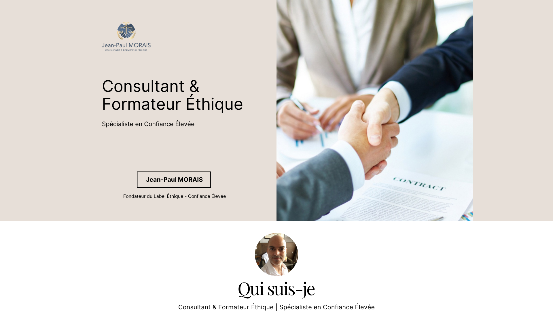 Capture d'écran de Jean-Paul Morais – Consultant & Formateur Éthique | Confiance Élevée