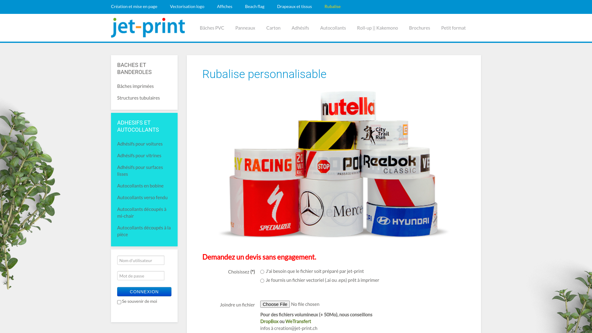 Capture d'écran de Rubalise, ruban de marquage et signalisation