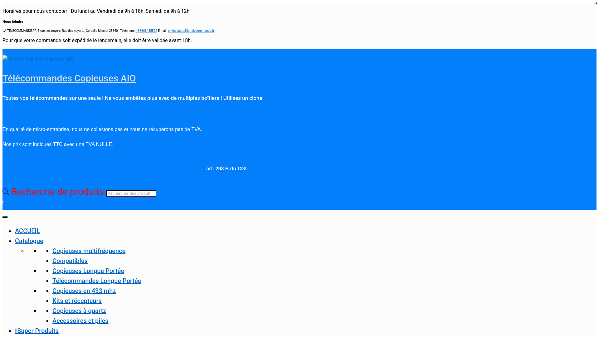 Capture d'écran de Télécommandes copieuses AIO