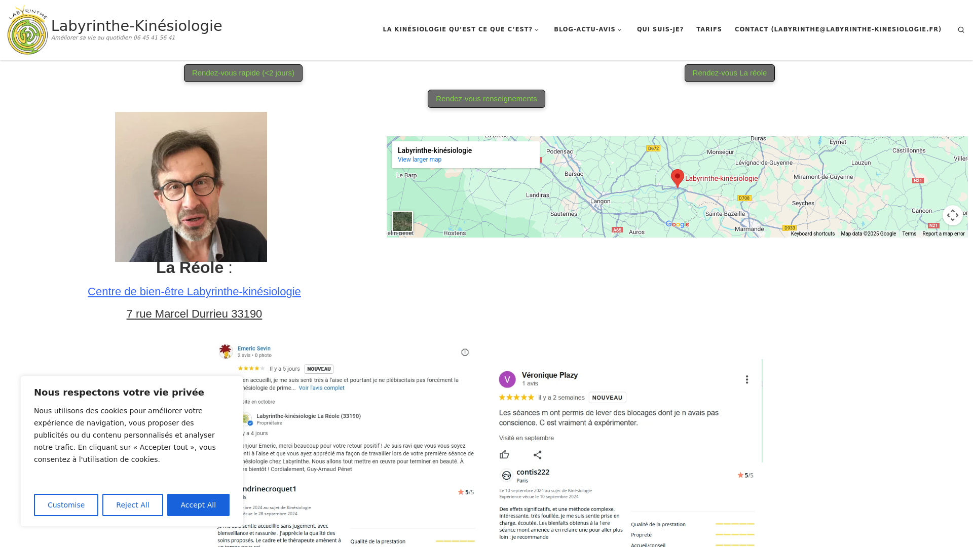Capture d'écran de Labyrinthe-kinesiologie guy-arnaud Pénet la reole(33190), kinésiologue
