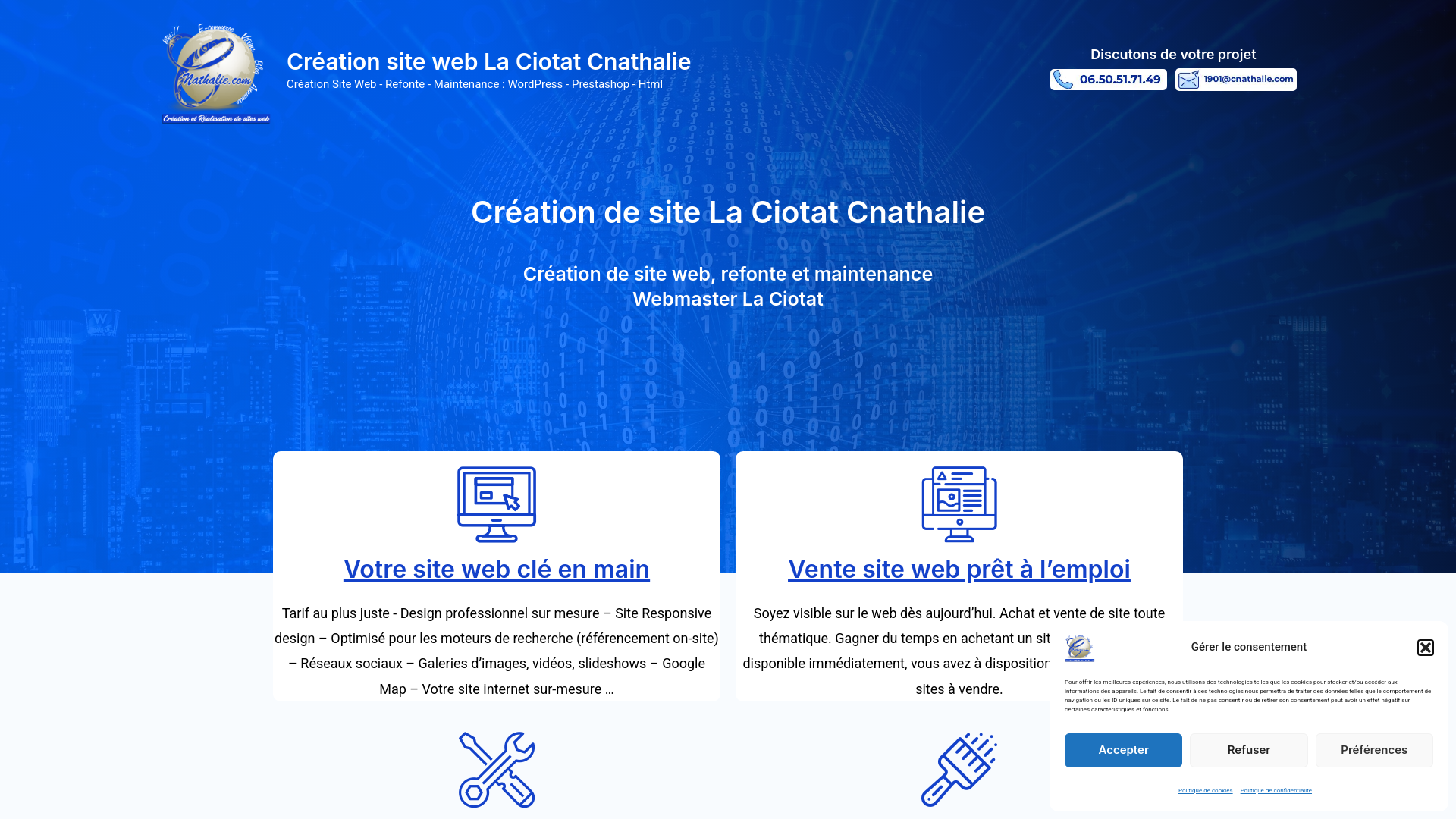 Capture d'écran de Création site internet La Ciotat Cnathalie - Refonte - Maintenance web