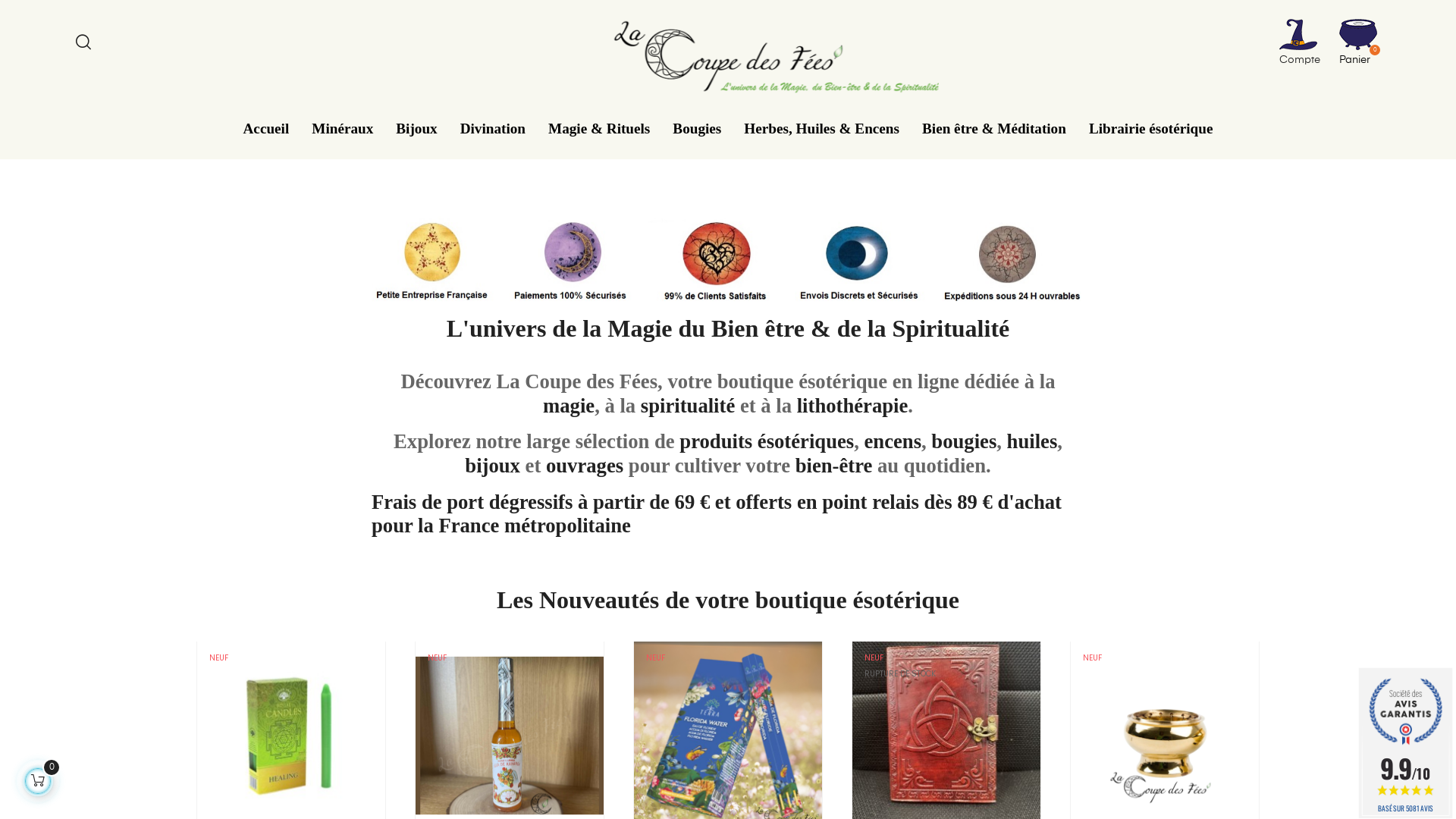 Capture d'écran de Boutique ésotérique et librairie ésotérique en ligne - Magasin ésotérique de magie blanche, bien être et spiritualité