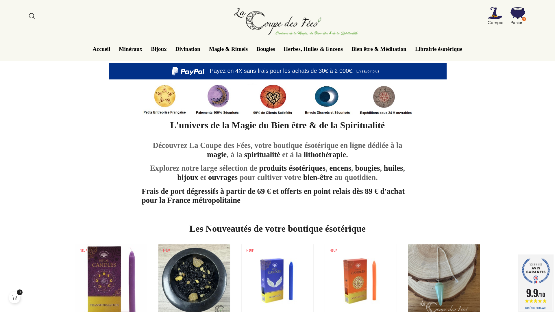 Capture d'écran de Boutique ésotérique en ligne et librairie ésotérique en ligne - Magasin ésotérique de magie blanche, bien être et spiritualité
