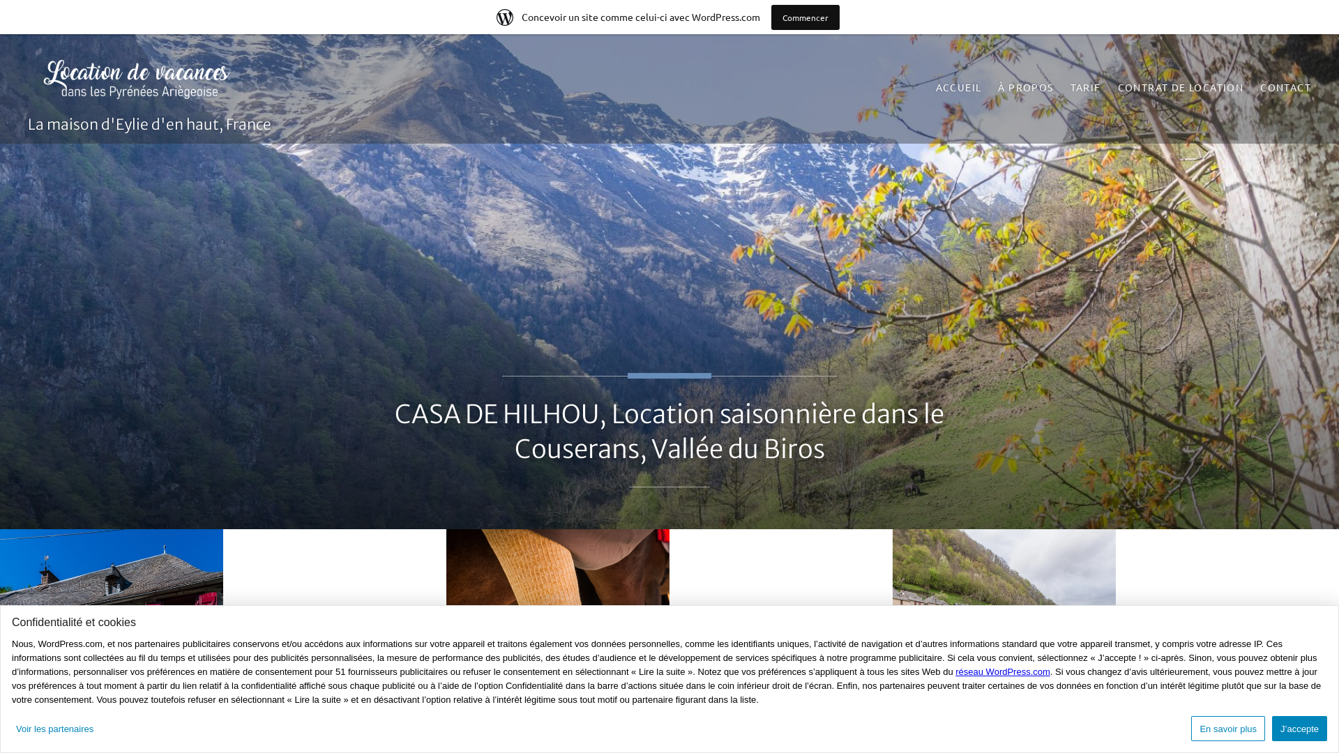 Capture d'écran de Location saisonnière à la semaine dans la vallée du Biros, au cœur des Pyrénées centrales, en Ariège. Le Couserans, ses piémonts et ses montagnes vous raviront par leurs beautés. 