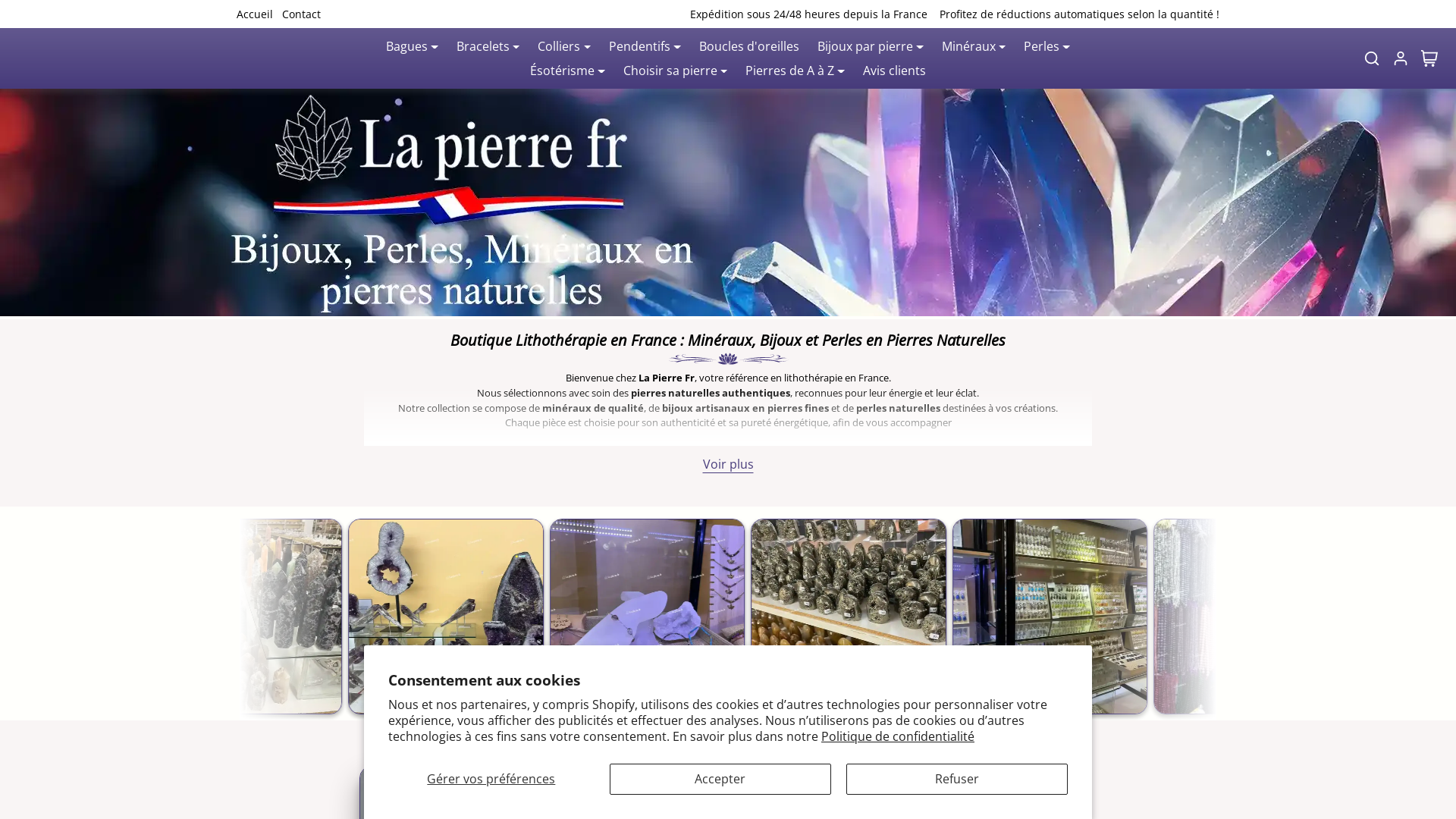 Capture d'écran de Boutique Lithothérapie : Minéraux, Bijoux en Pierre et Perles en Pierres Naturelles