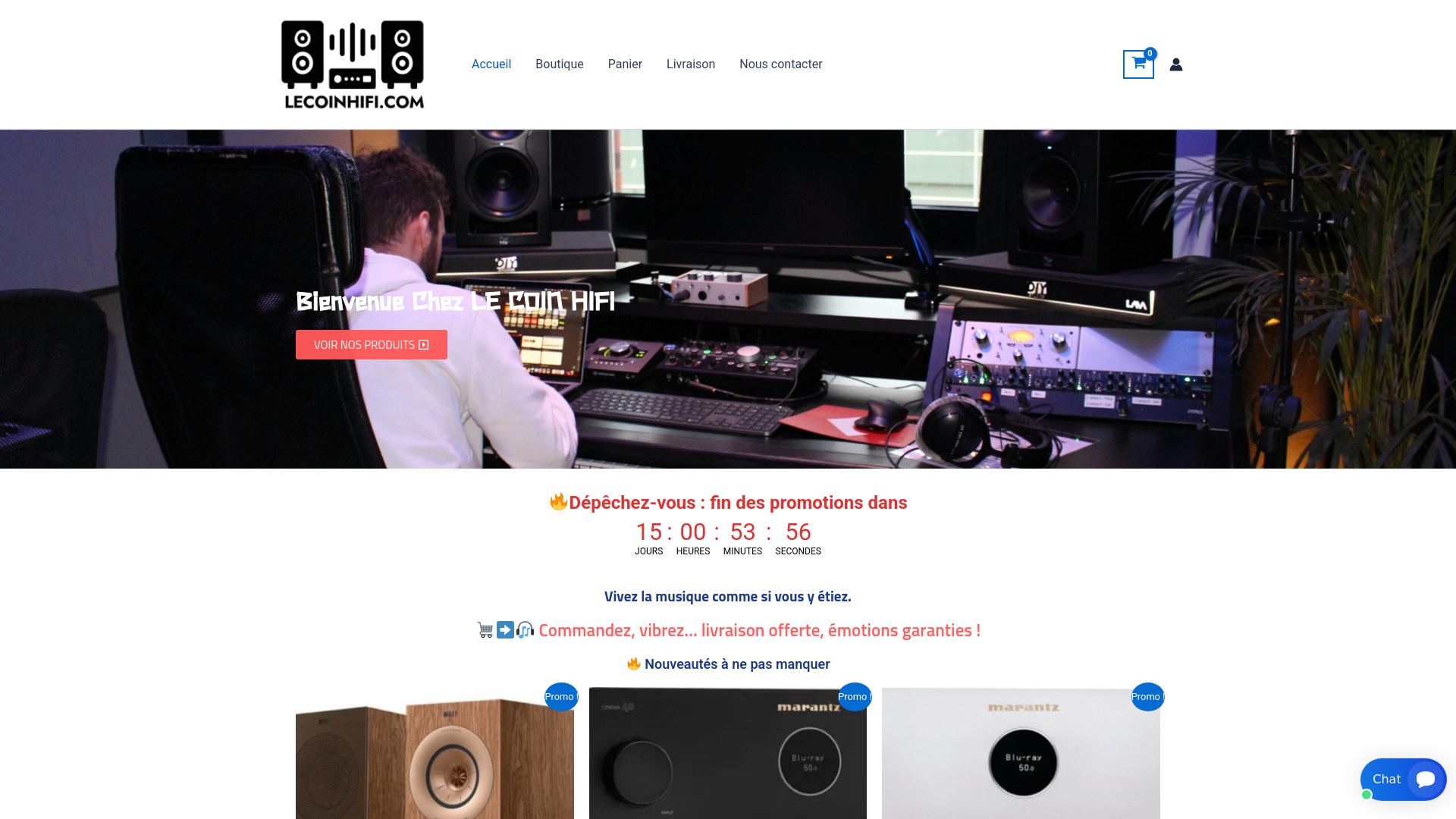 Capture d'écran de Vente en ligne de matériel Hifi home cinéma et d'instruments de musique
