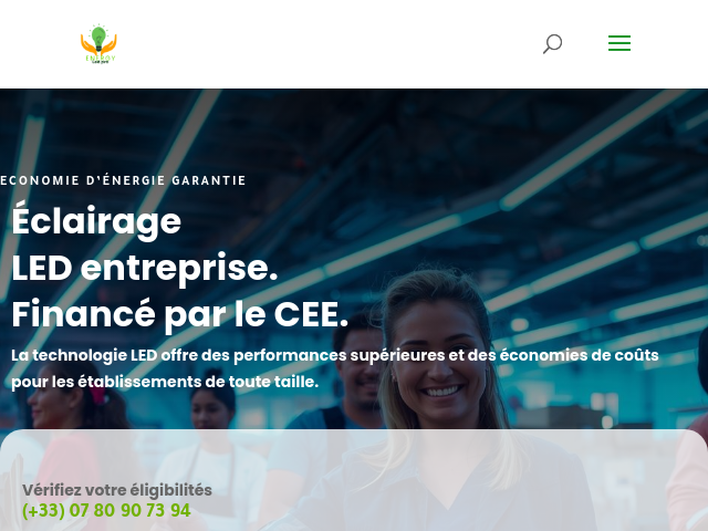 Capture d'écran de Éclairage LED entreprise. Financé par le CEE.