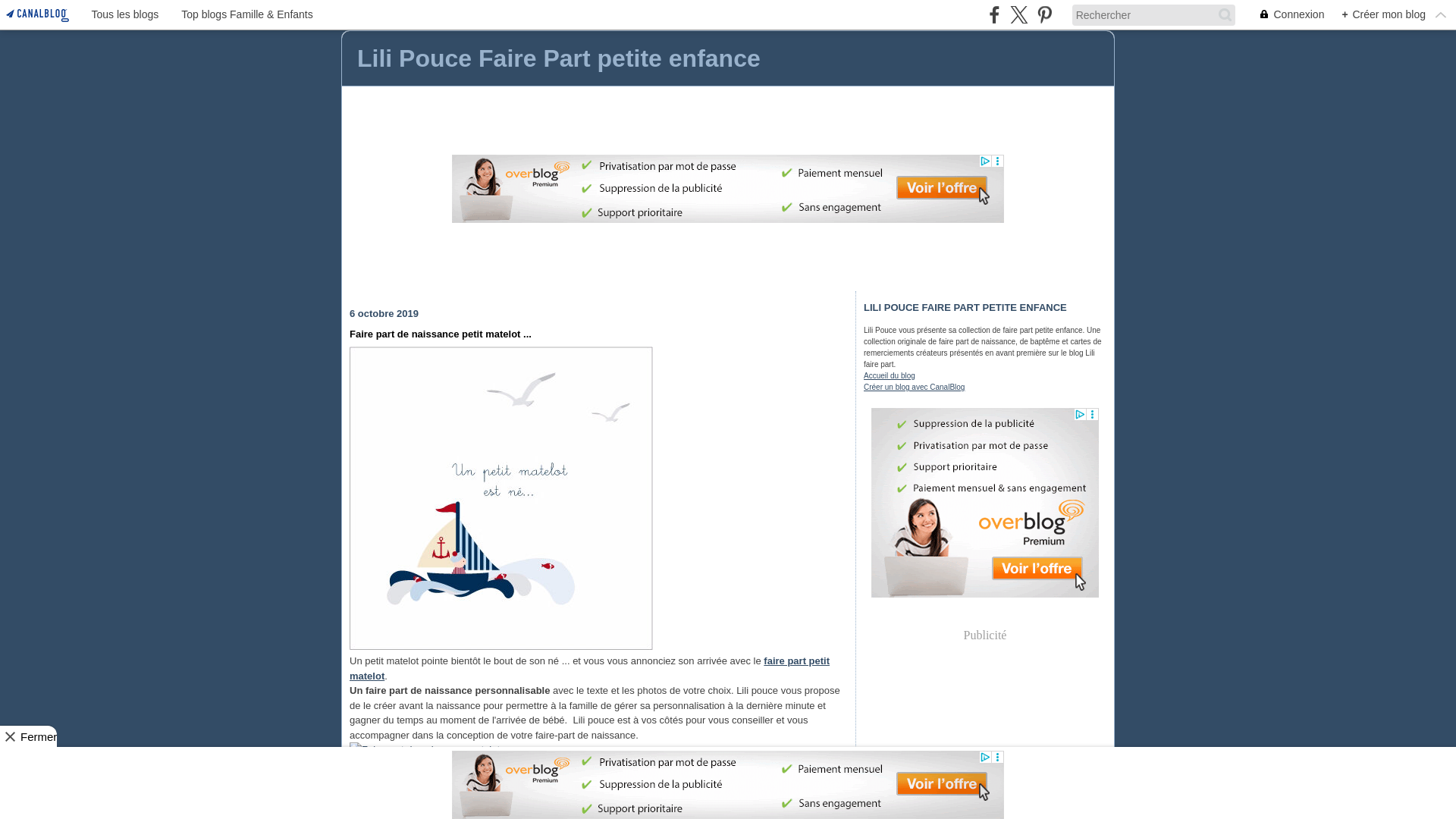 Capture d'écran de Lili Pouce, jolies création de Faire Part petite enfance