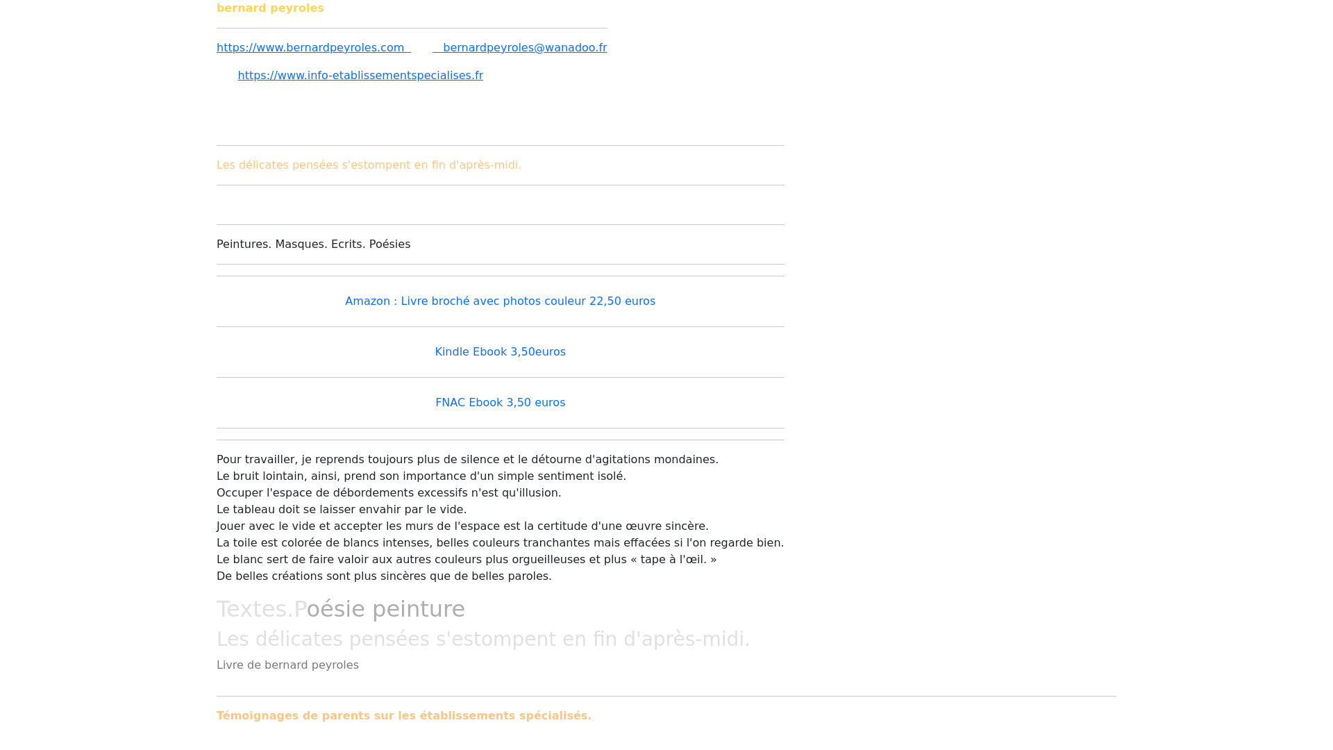 Capture d'écran de Les livres de Bernard PEYROLES
Peinture
Handicap