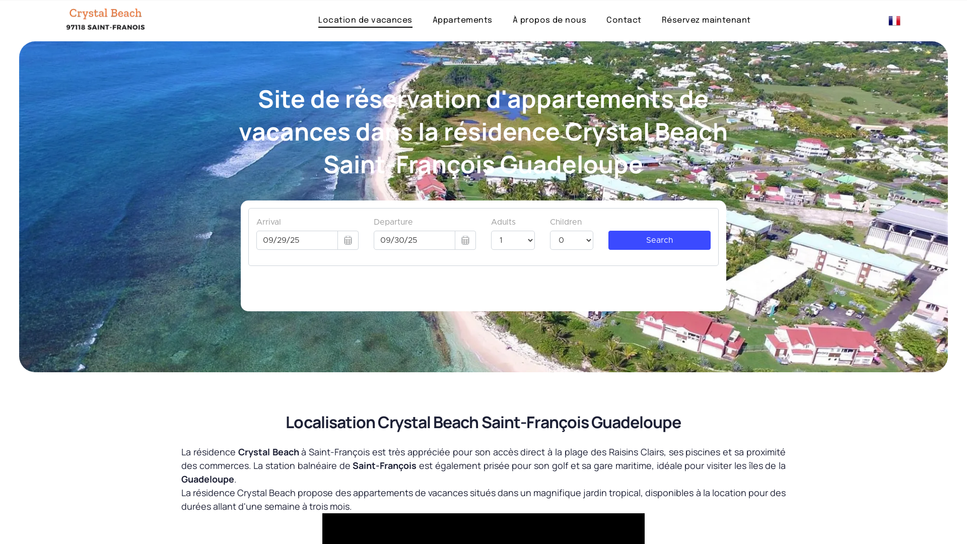 Capture d'écran de Crystal Beach : Appartement de vacances à Saint-François Guadeloupe 97118