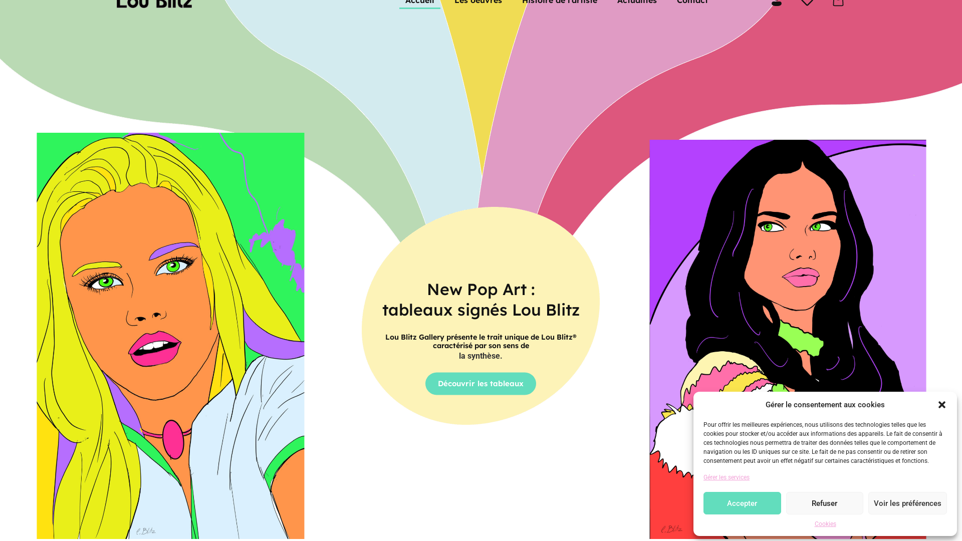 Capture d'écran de Tableaux New Pop Art de l'artiste pop Lou Blitz