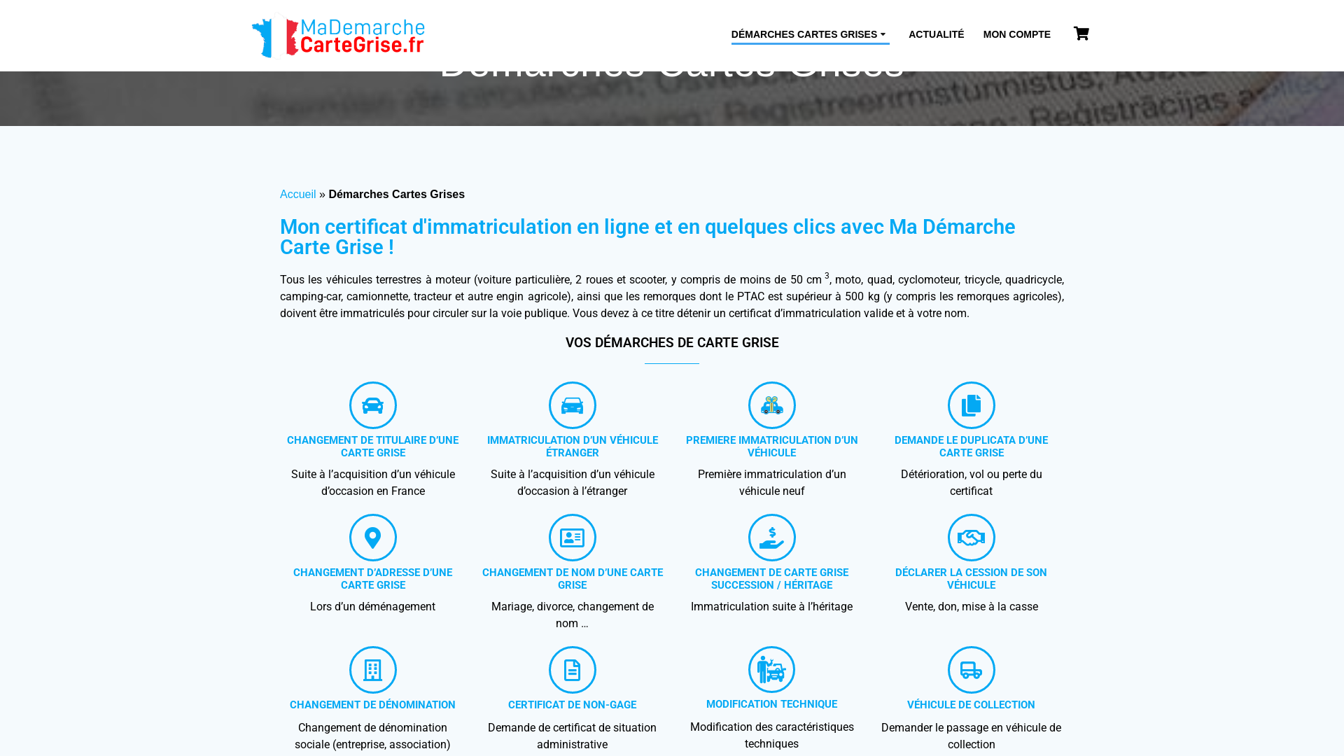 Capture d'écran de Mon certificat d'immatriculation en ligne - Simulation gratuite