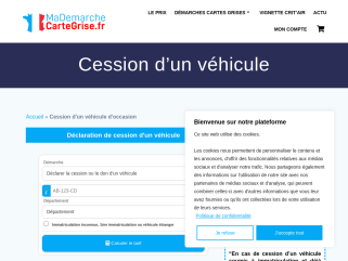 Déclaration de cession d'un véhicule - Carte Grise en ligne