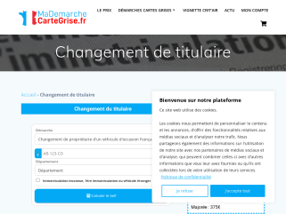 Carte gris en ligne, changement de titulaire, certificat d'immatriculation