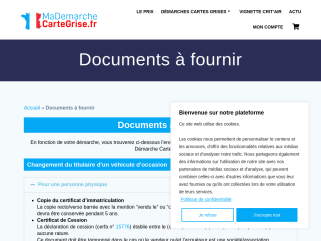 Documents à fournir pour votre démarche Carte Grise en ligne ...