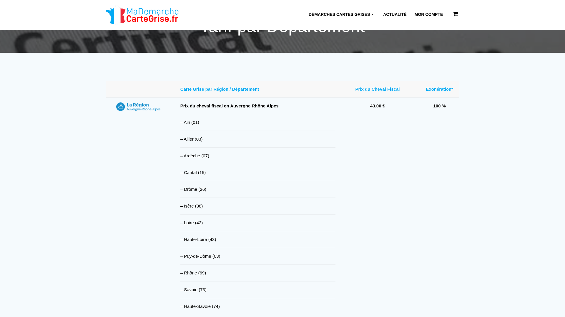 Capture d'écran de Prix carte grise, démarche carte grise.