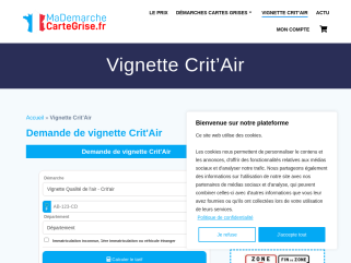 Je demande ma vignette Crit'Air en ligne - Certificat qualité de l'air