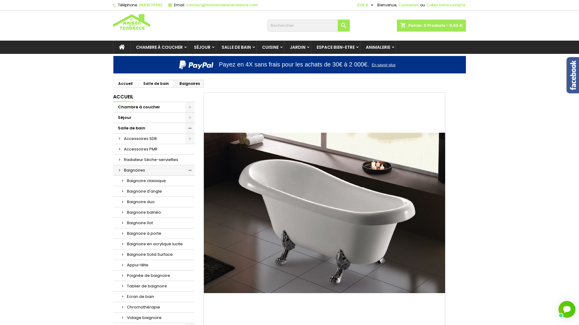 Capture d'écran de MAISON DE LA TENDANCE spécialiste dans la salle de bain: baignoire RIHO, baignoire NOVELLINI, baignoire solid surface, baignoire design