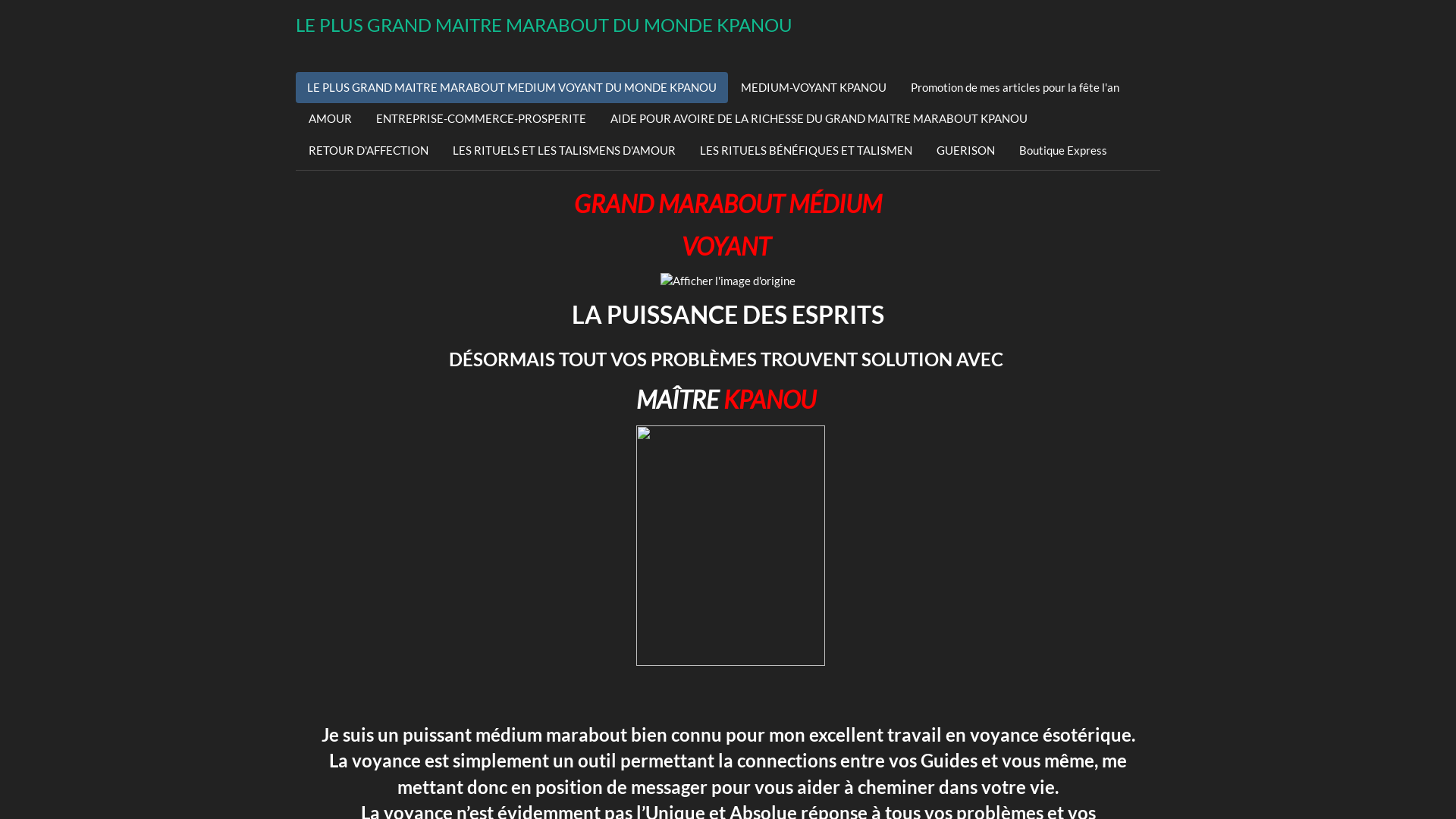 Capture d'écran de LE PLUS GRAND MAITRE MARABOUT MEDIUM VOYANT DU MONDE KPANOU