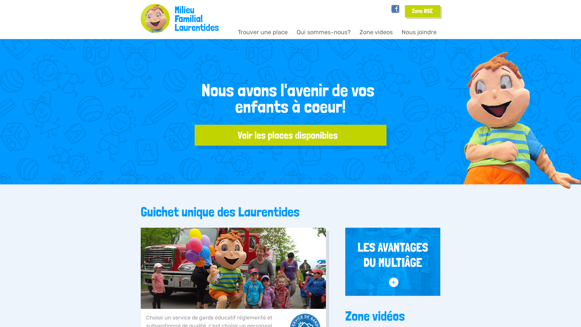 Capture d'écran de Guichet Unique places 0 a 5 ans Laurentides