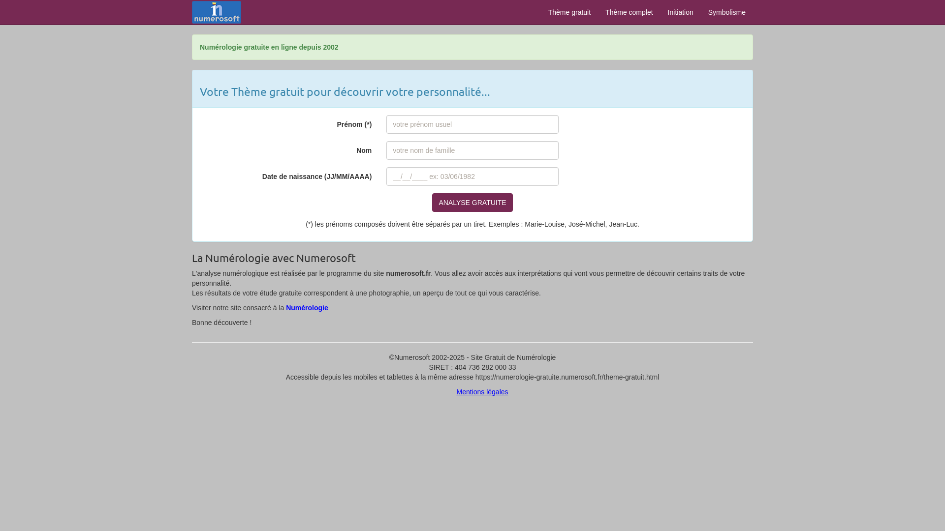 Capture d'écran de Numérologie gratuite et vos prévisions pour 2018, 2019 et 2020
