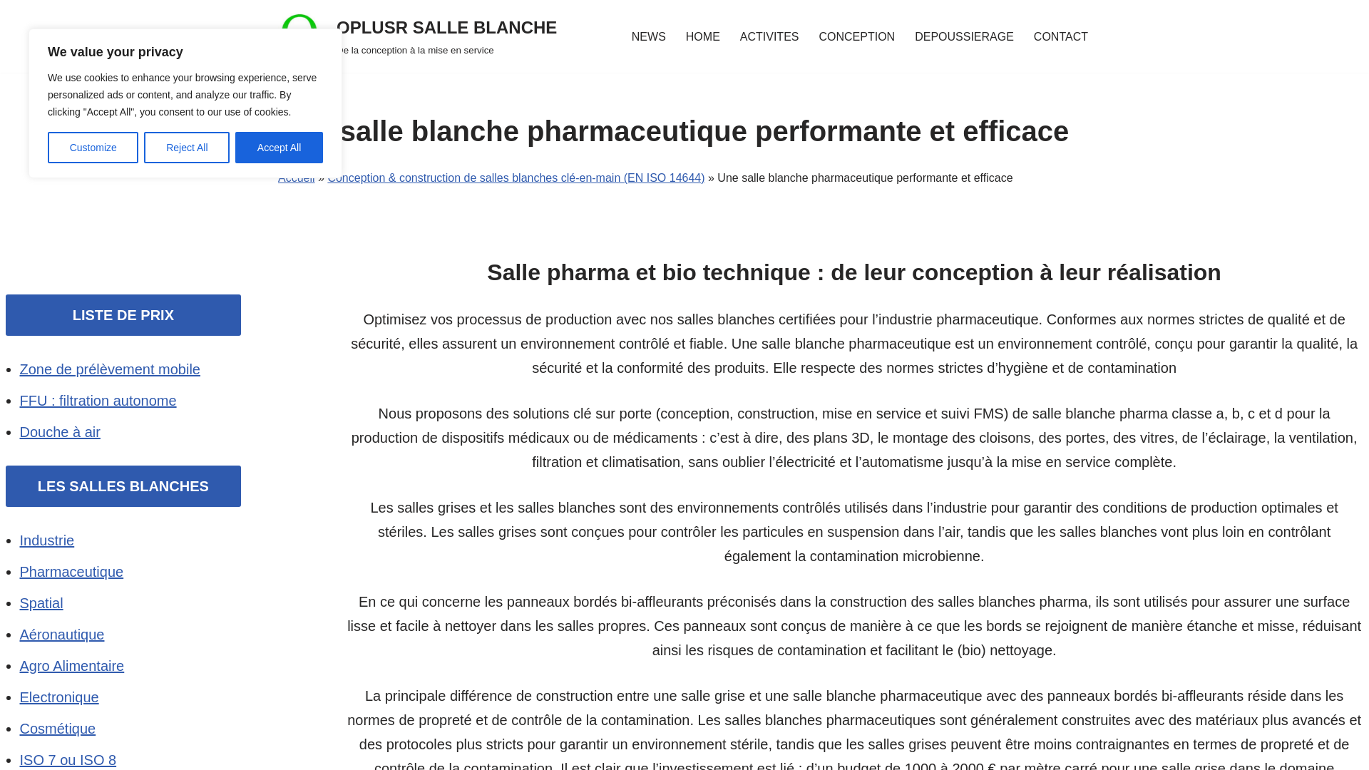 Salle blanche Pharma
