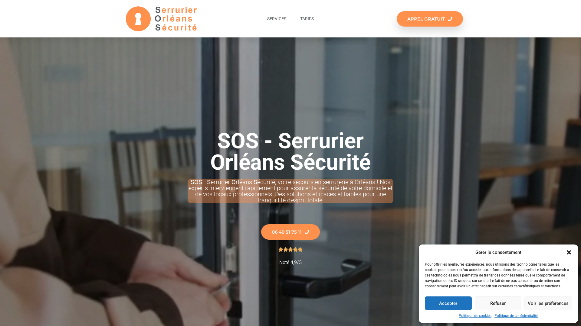 Capture d'écran de Dépannage serrurehttps://orleans-serrure.fr/ Orléans chez le particulier 7/7 24H/24H dans les 30 minutes  
