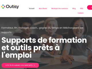 Outisy est un site de téléchargement de contenus de formation, de vidéo-learning et d'outils prêts à l’emploi et personnalisation pour gagner un temps de conception précieux.