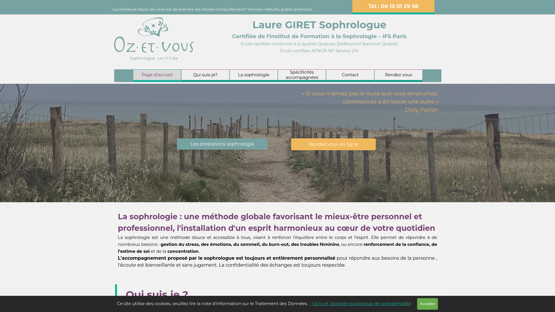 Capture d'écran de Laure Giret – Sophrologue à Cognac & en Charente - Sophrologie à Cognac & Charente – Bien-être & Sérénité