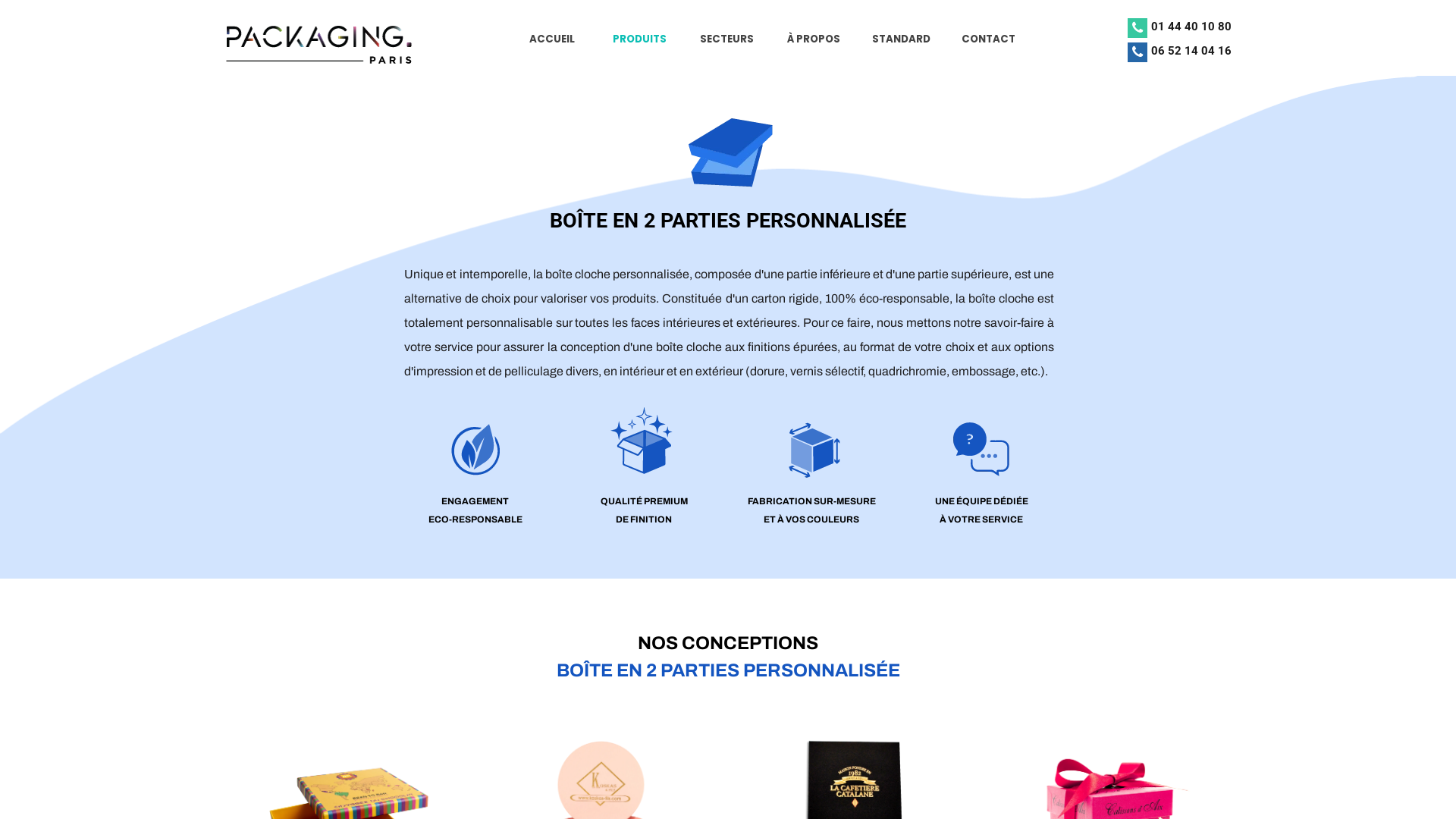 Packaging Personnalisé Boîte en 2 Parties Personnalisée & Boîte Cloche Personnalisée