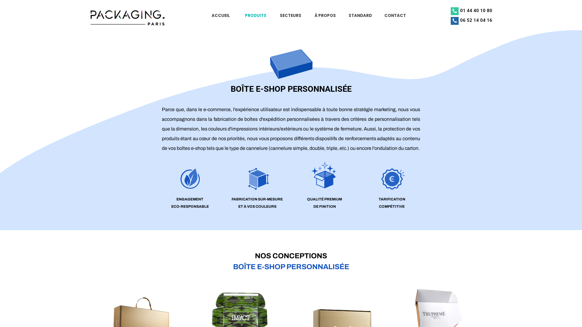 Capture d'écran de Packaging Boîte Eshop Personnalisée en Sur Mesure & à Vos Couleurs