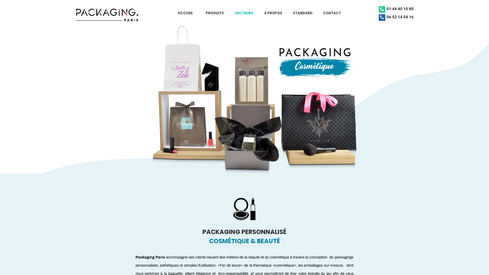 Capture d'écran de Packaging Paris, boîtes, emballages et flacons cosmétiques