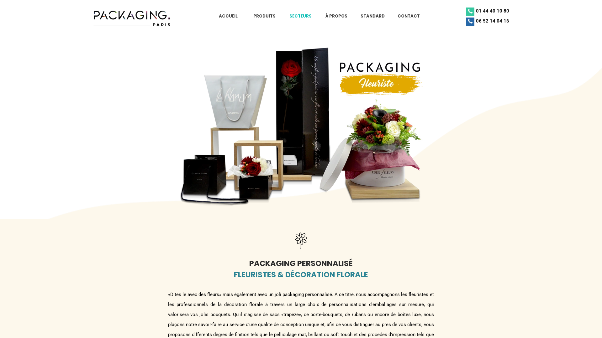 Capture d'écran de Packaging Paris, emballage personnalisé fleurs, fleuristes et décoration florale
