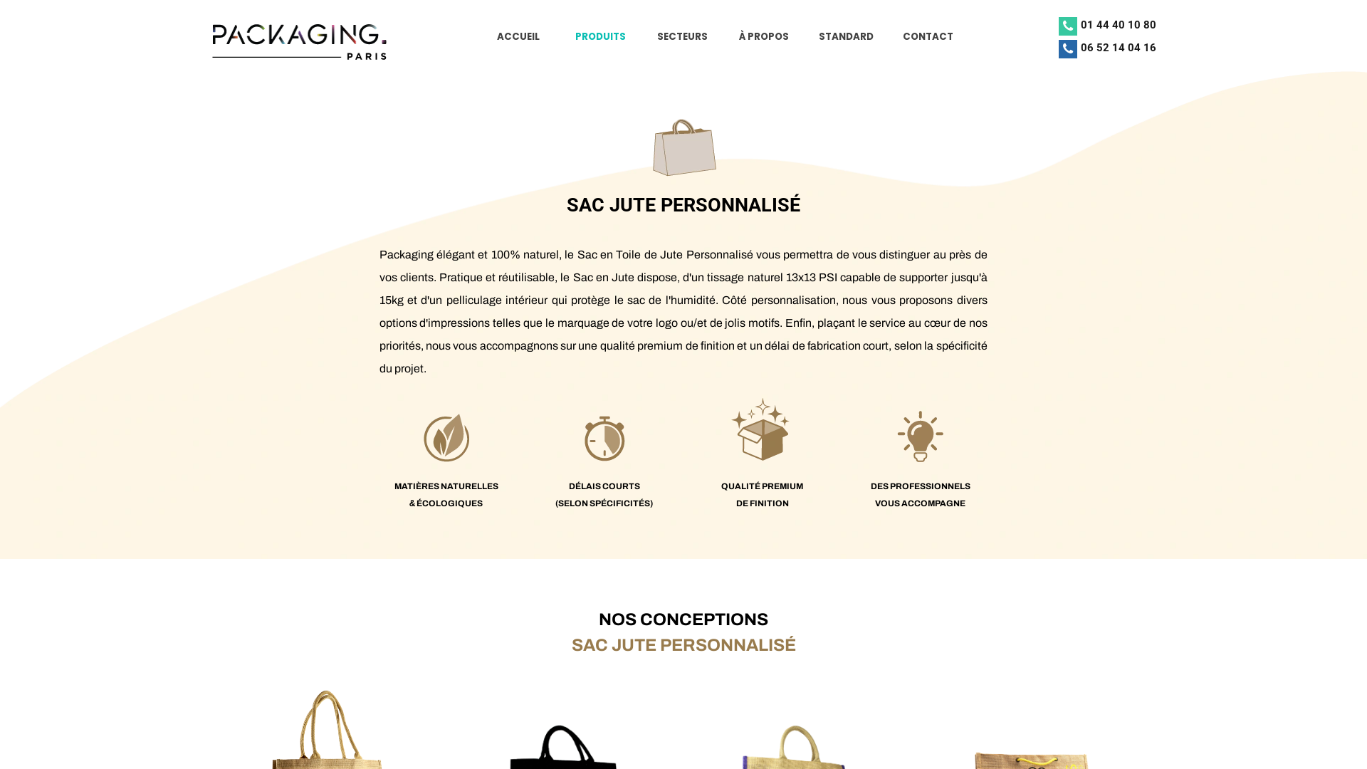 Capture d'écran de Sac Jute Personnalisé | Packaging Sur Mesure pour votre Commerce