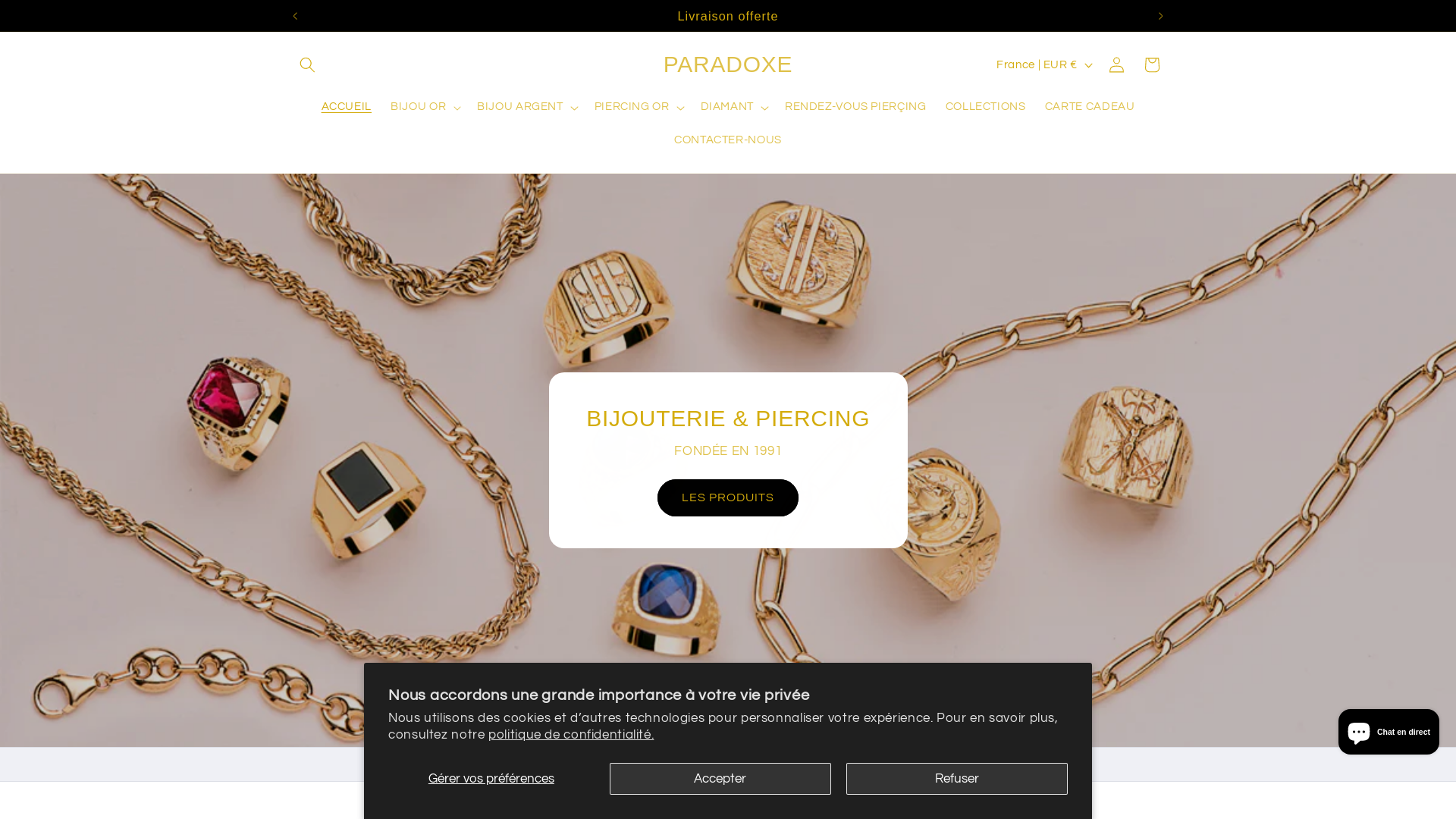 Capture d'écran de Paradoxe Bijouterie & Piercing 