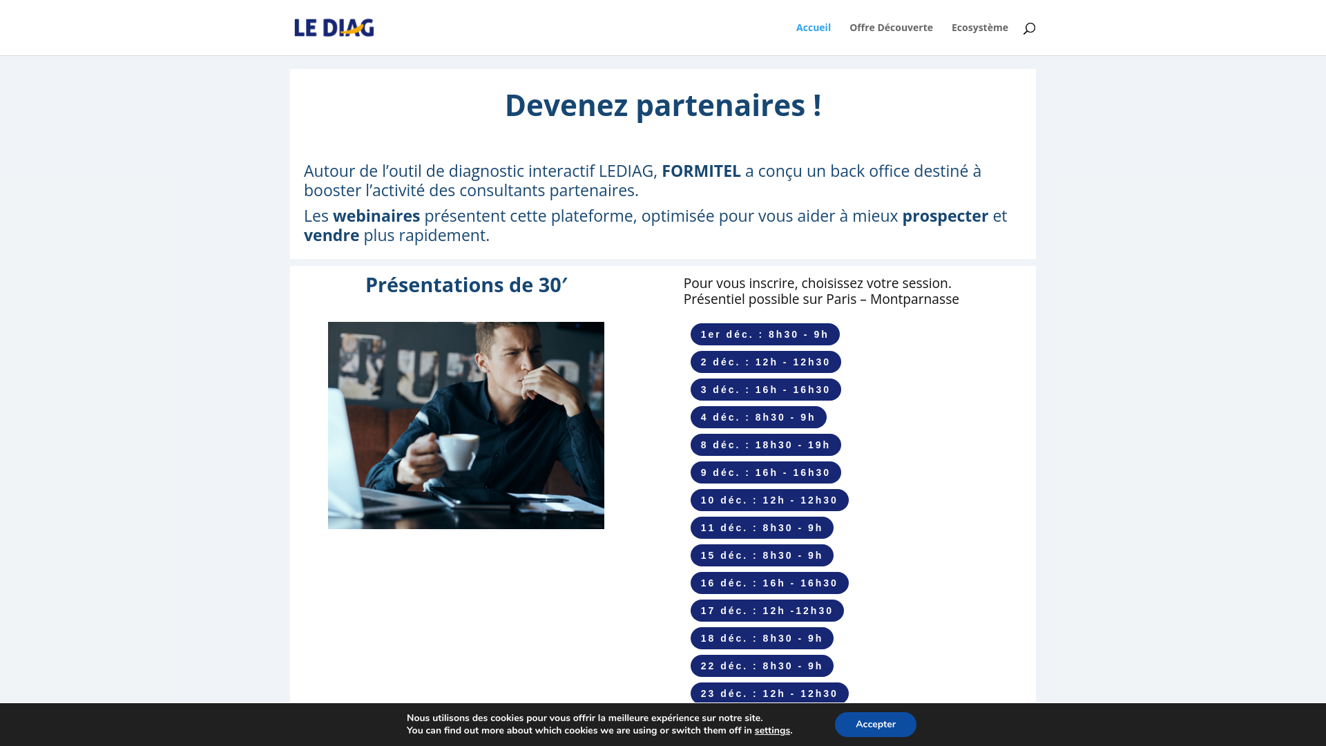 Capture d'écran de Les partenaires du réseau LEDIAG QV2T