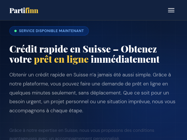Capture d'écran de Crédit rapide Suisse | Prêt rapide en ligne 24h Suisse & Belgique