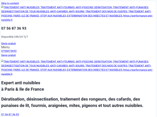 Expert anti nuisibles
à Paris & Ile de France
Dératisation, désinsectisation, traitement des rongeurs, des cafards, des punaises de lit, fourmis, araignées, mites, pigeons et des nuisibles