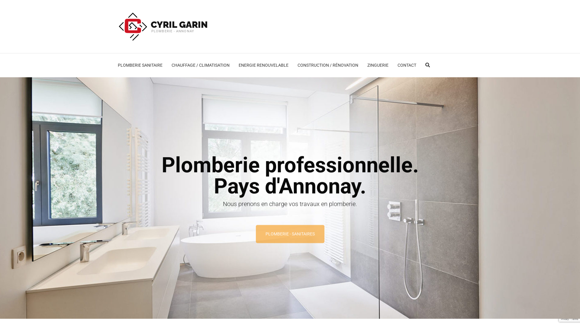 Capture d'écran de Plomberie Cyril GARIN, spécialiste chauffage toutes énergies et climatisation réversible, climatisation, zinguerie, énergies renouvelables.