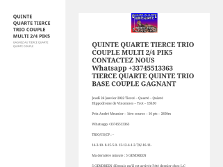 QUINTE QUARTE TIERCE TRIO COUPLE MULTI 2/4 PIK5 CONTACTEZ NOUS Whatsapp +33745513363 TIERCE QUARTE QUINTE TRIO BASE COUPLE GAGNANT