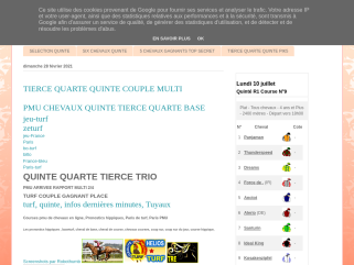 TIERCE QUARTE QUINTE COUPLE MULTI
PMU CHEVAUX QUINTE TIERCE QUARTE BASE
zeturf
jeu-France
Paris
bilto
France-bleu
Paris-turf
QUINTE QUARTE TIERCE TRIO
PMU ARRIVEE RAPPORT PMU