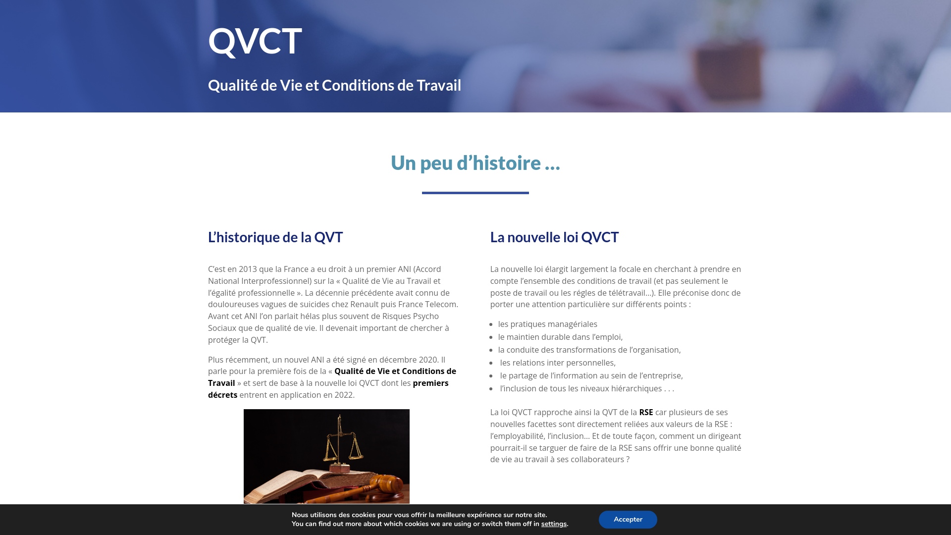 Capture d'écran de Qualité de Vie et Conditions de travail